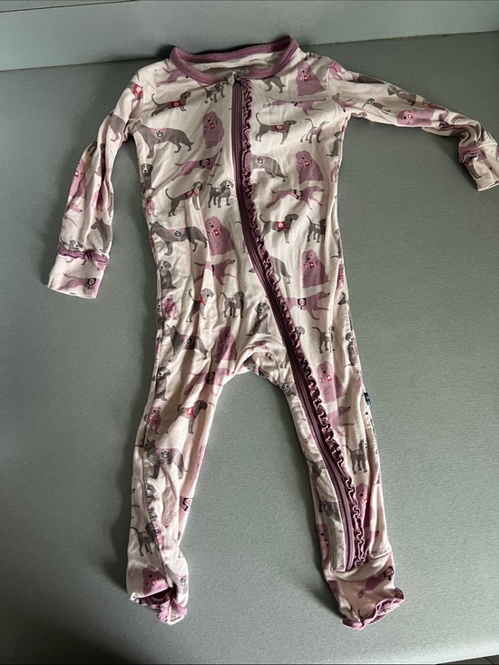 Kickee Pants Other - Kickee Pants Pink and purple puppy zipper pajamas 12-18 months